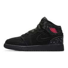 Jordan Air Jordan 1 Mid Black Rush Pink White Splatter